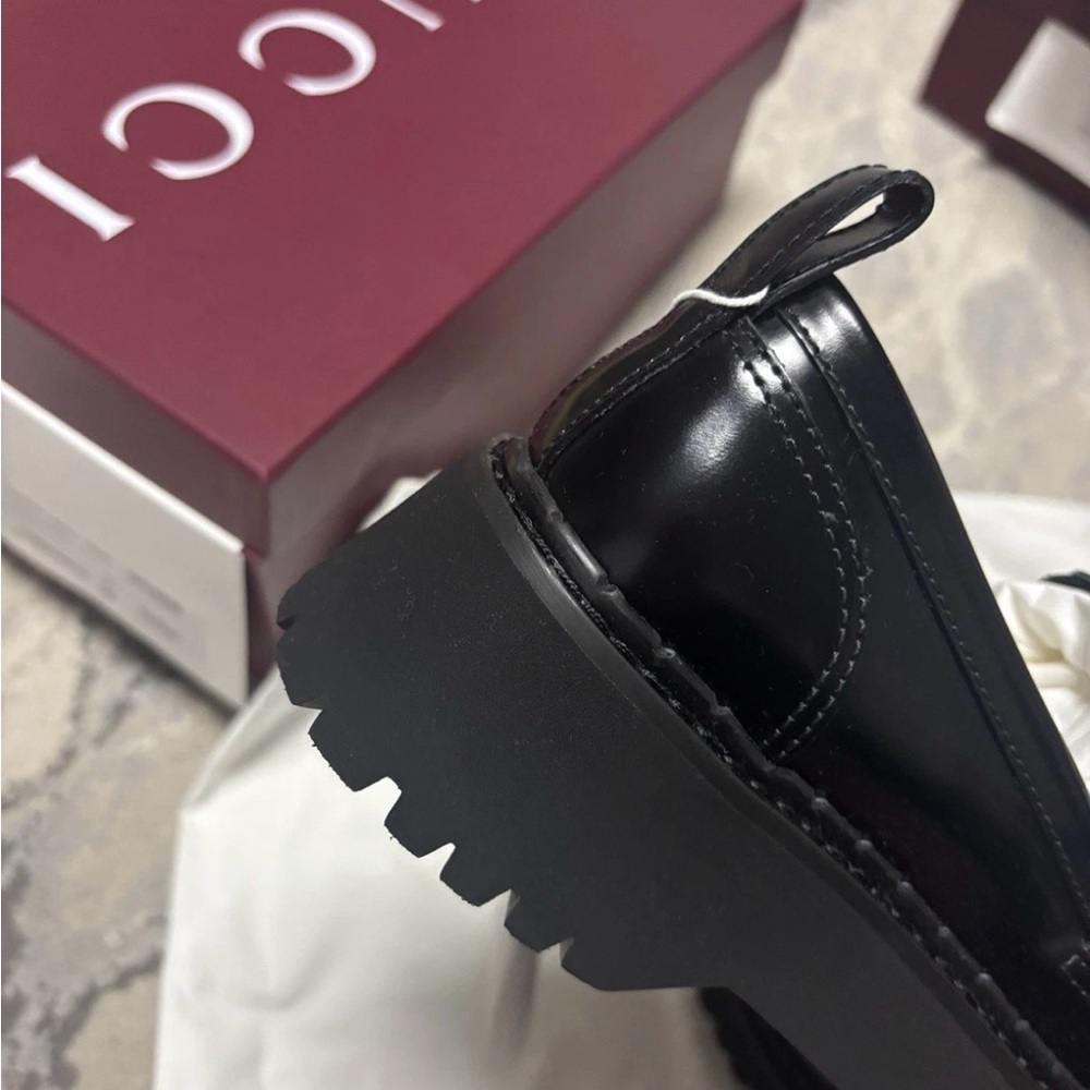 New Web Gucci Black Leather Loafers size 41 - Picture 5 of 5